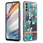 For Motorola Moto G60 / G40 Fusion Flowers and Plants Series IMD TPU Phone Case(Blue Rose)