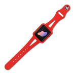 Silicone Integrated Watch Band For Apple Watch Series 8&7 45mm / SE 2&6&SE&5&4 44mm / 3&2&1 42mm(Red)