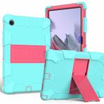 For Samsung Galaxy Tab A8 10.5 2021 Two-Color Robot Silicone + PC Tablet Case(Mint Green + Rose Red)