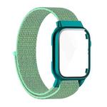 Nylon Loop Integrated Case Screen Cover Watch Band For Apple Watch Series 7 41mm(Blue Sea Green)