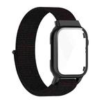 Nylon Loop Integrated Case Screen Cover Watch Band For Apple Watch Series 7 41mm(Black)