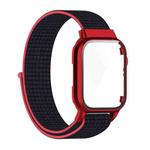 Nylon Loop Integrated Case Screen Cover Watch Band For Apple Watch Series 7 41mm(Red Black)
