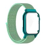 Nylon Loop Integrated Case Screen Cover Watch Band For Apple Watch Series 7 45mm(Blue Sea Green)