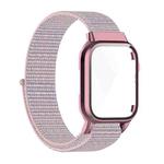 Nylon Loop Integrated Case Screen Cover Watch Band For Apple Watch Series 7 45mm(Pink Sand)
