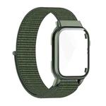 Nylon Loop Integrated Case Screen Cover Watch Band For Apple Watch Series 7 45mm(Army Green)