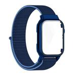 Nylon Loop Integrated Case Screen Cover Watch Band For Apple Watch Series 7 45mm(Navy Blue)