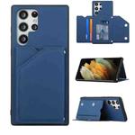 For Samsung Galaxy S22 Ultra 5G Skin Feel PU + TPU + PC Phone Case with Card Slots(Blue)