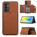 For vivo S10e / V23e Skin Feel PU + TPU + PC Phone Case with Card Slots(Brown)