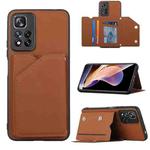 For Xiaomi Redmi Note 11 Pro Skin Feel PU + TPU + PC Phone Case with Card Slots(Brown)