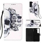 For Samsung Galaxy S22 5G 3D Painting Flip Leather Case with Holder(Skull)