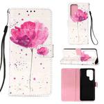 For Samsung Galaxy S22 Ultra 5G 3D Painting Flip Leather Case with Holder(Flower)