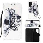 For Samsung Galaxy S22 Ultra 5G 3D Painting Flip Leather Case with Holder(Skull)