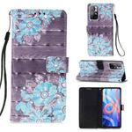 For Xiaomi Redmi Note 11 3D Painting Flip Leather Case with Holder(Blue Flower)