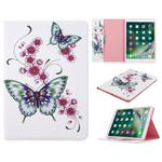 For iPad 10.2 Colored Drawing Pattern Horizontal Flip PU Leather Case with Holder & Card Slots & Wallet(Peach Blossom Butterfly)