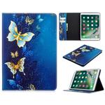 For iPad 10.2 Colored Drawing Pattern Horizontal Flip PU Leather Case with Holder & Card Slots & Wallet(Golden Butterfly)