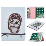 For iPad 10.2 Colored Drawing Pattern Horizontal Flip PU Leather Case with Holder & Card Slots & Wallet(Owl B)