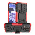 For OPPO Realme 8i Tire Texture TPU + PC Phone Case with Holder(Red)