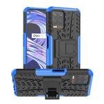 For OPPO Realme 8i Tire Texture TPU + PC Phone Case with Holder(Blue)