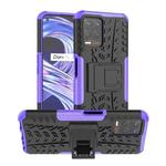 For OPPO Realme 8i Tire Texture TPU + PC Phone Case with Holder(Purple)