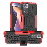 For Xiaomi Redmi Note 11 Pro (China) Tire Texture TPU + PC Phone Case with Holder(Red)