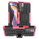 For Xiaomi Redmi Note 11 Pro (China) Tire Texture TPU + PC Phone Case with Holder(Pink)