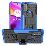 For Motorola Moto E40 Tire Texture TPU + PC Phone Case with Holder(Blue)