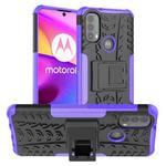 For Motorola Moto E40 Tire Texture TPU + PC Phone Case with Holder(Purple)