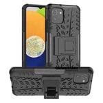 For Samsung Galaxy A03 Global Tire Texture TPU + PC Phone Case with Holder(Black)