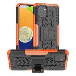 For Samsung Galaxy A03 Global Tire Texture TPU + PC Phone Case with Holder(Orange)