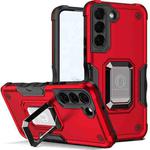 For Samsung Galaxy S22 5G Ring Holder Non-slip Armor Phone Case(Red)