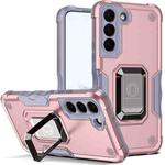 For Samsung Galaxy S22 5G Ring Holder Non-slip Armor Phone Case(Rose Gold)