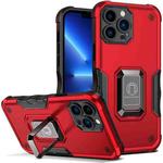 For iPhone 13 Pro Max Ring Holder Non-slip Armor Phone Case (Red)