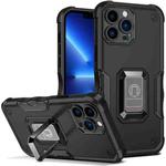 For iPhone 13 Pro Max Ring Holder Non-slip Armor Phone Case (Black)