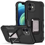 For iPhone 12 mini Ring Holder Non-slip Armor Phone Case (Black)