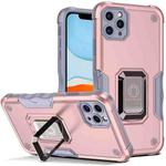 For iPhone 12 Pro Max Ring Holder Non-slip Armor Phone Case(Rose Gold)