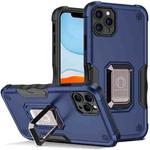 For iPhone 12 Pro Max Ring Holder Non-slip Armor Phone Case(Blue)