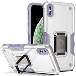 For iPhone X / XS Ring Holder Non-slip Armor Phone Case(White)