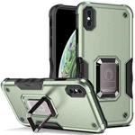 For iPhone X / XS Ring Holder Non-slip Armor Phone Case(Green)