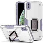 For iPhone XS Max Ring Holder Non-slip Armor Phone Case(White)