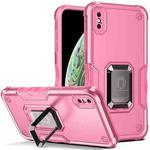 For iPhone XS Max Ring Holder Non-slip Armor Phone Case(Pink)