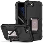 For iPhone SE 2022 / SE 2020 / 8 / 7 Ring Holder Non-slip Armor Phone Case(Black)