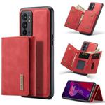 For OnePlus 9RT 5G DG.MING M1 Series 3-Fold Multi Card Wallet + Magnetic Back Cover Case(Red)