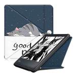 For KOBO Libra2 2021 Multi-folding Leather Tablet Case(Lazy Cat)