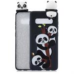 For Galaxy S10 Shockproof Cartoon TPU Protective Case(Three Pandas)