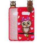 For Galaxy S10e Shockproof Cartoon TPU Protective Case(Red Owl)