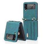 For Samsung Galaxy Z Flip3 5G Crossbody Siamese Leather Phone Case with Lanyard(Green)