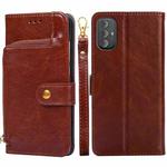 For Motorola Moto G Power 2022 Zipper Bag Leather Phone Case(Brown)