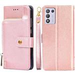 For OPPO K9s / Realme Q3s Zipper Bag Leather Phone Case(Rose Gold)