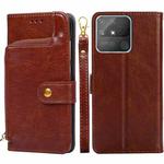 For OPPO Realme Narzo 50A Zipper Bag Leather Phone Case(Brown)