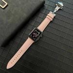 Lychee Genuine Leather Watch Band For Apple Watch Series 8&7 41mm / SE 2&6&SE&5&4 40mm / 3&2&1 38mm(Sand Pink)